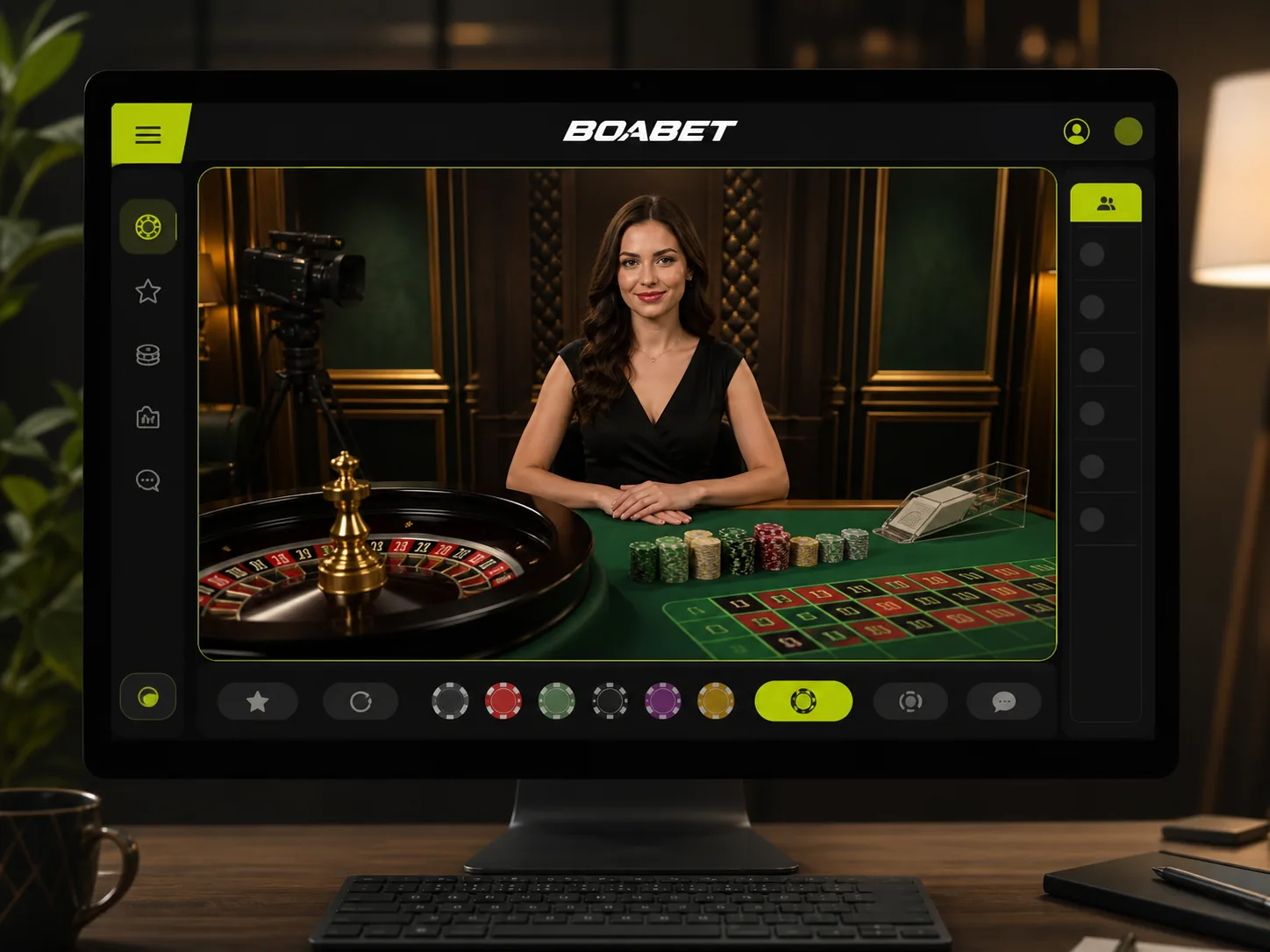 BoaBet élő rulett zöld online kaszinófelületen