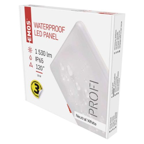 EMOS LED süllyesztett lámpatest VIXXO, négyzet, 19W 1700lm IP65 természetes fehér